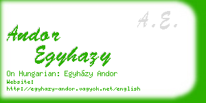 andor egyhazy business card